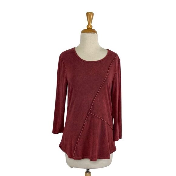 Christopher & Banks S Red Tunic Top Asymmetric Art To Wear Lagenlook Y2K Hippie - Picture 2 of 7